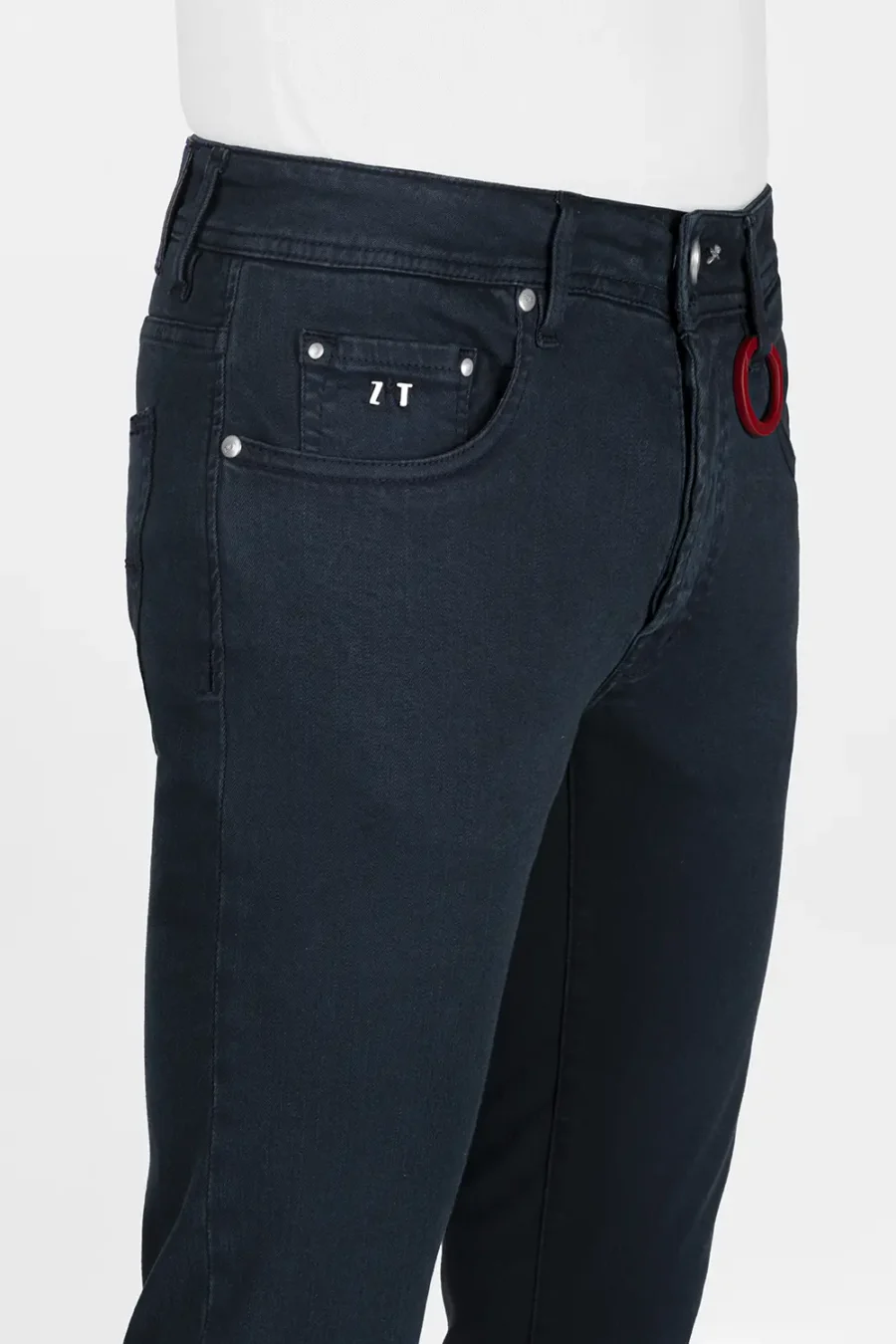 DARK BLUE STRETCH COTTON GABARDINE LEONARDO SLIM PANTS - Image 4