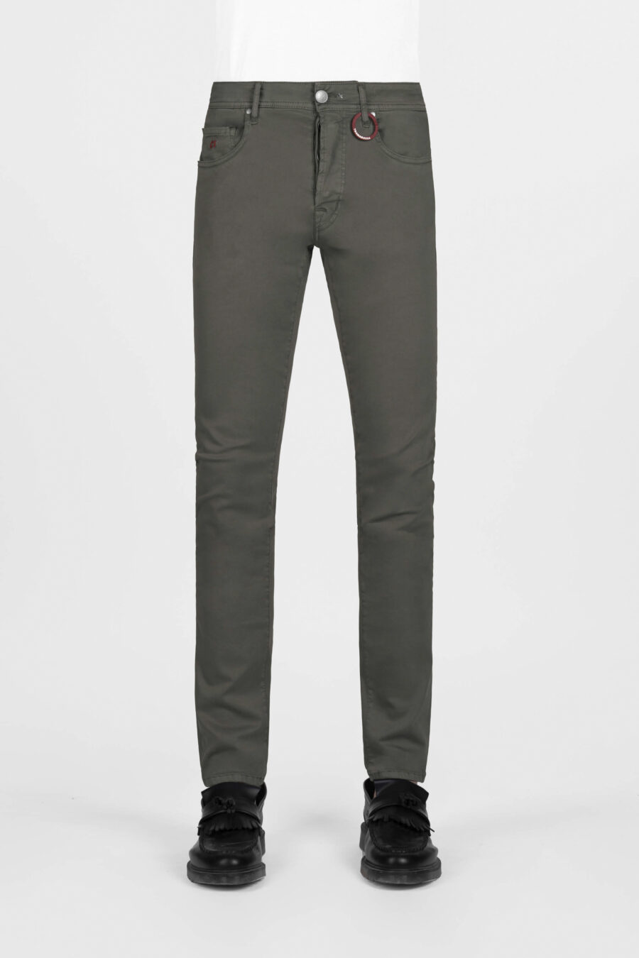PANTALONE MICHELANGELO REGULAR IN GABARDINA DI COTONE STRETCH MARRONE - immagine 2