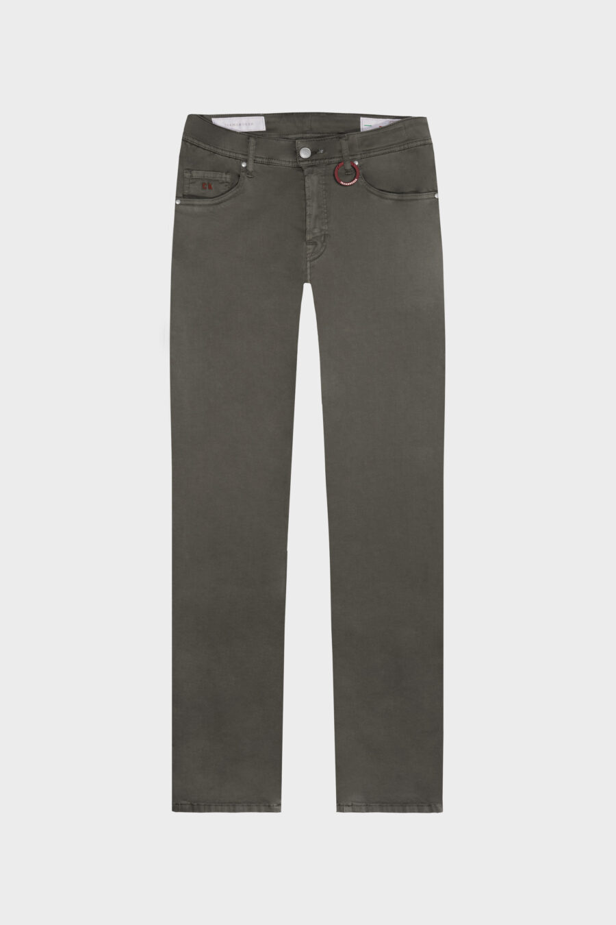 PANTALONE LEONARDO SLIM IN GABARDINA DI COTONE STRETCH MARRONE