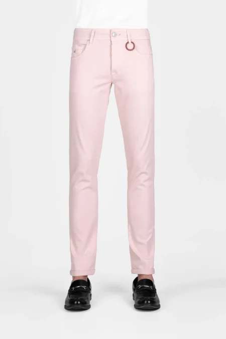 LEONARDO SLIM PANTS IN PINK STRETCH COTTON GABARDINE