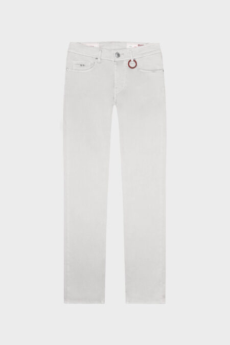 PANTALONE LEONARDO SLIM IN GABARDINA DI COTONE STRETCH GRIGIO