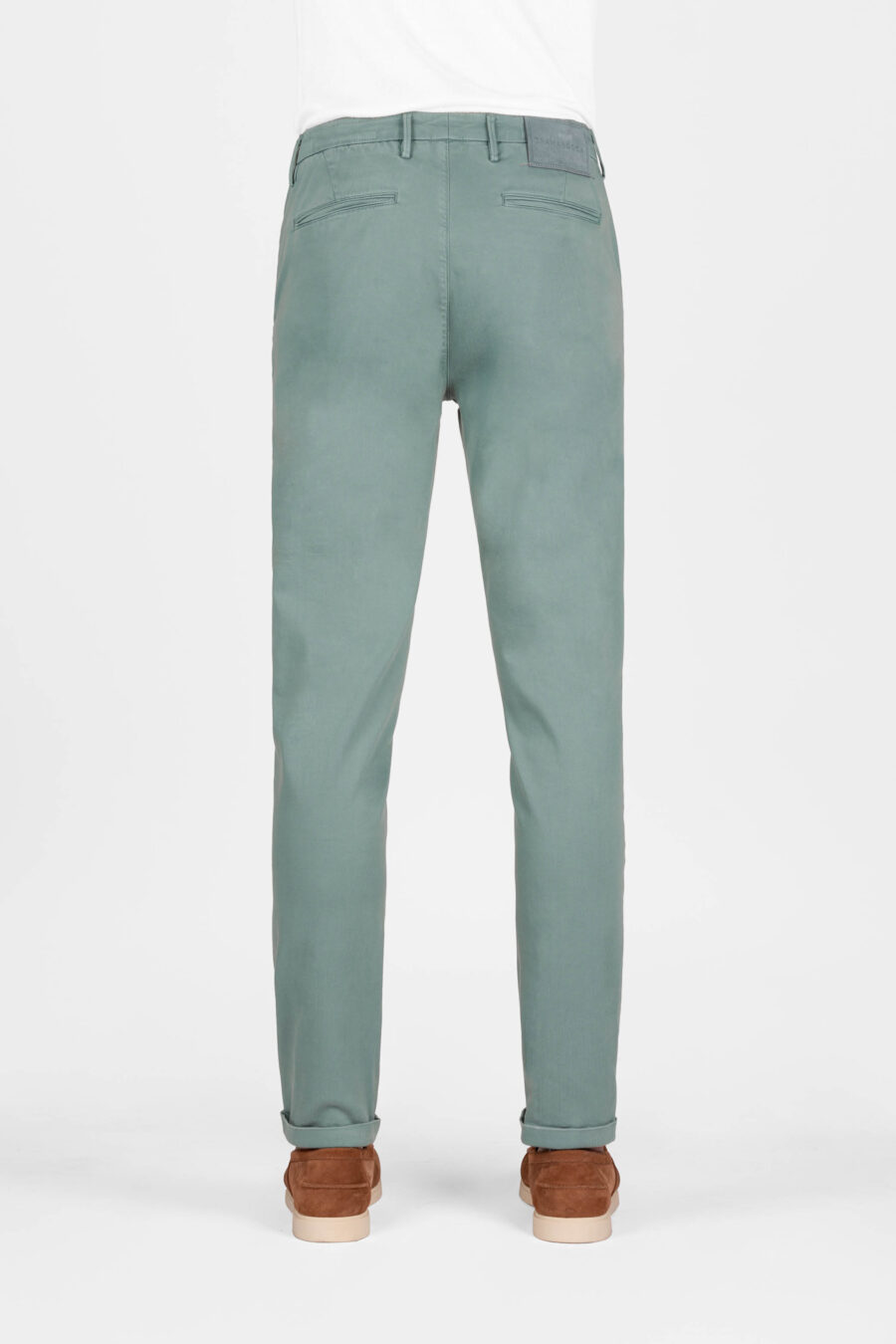 PANTALONE LUIS SLIM IN GABARDINA DI COTONE STRETCH BLU MEDIO VERDE - immagine 3