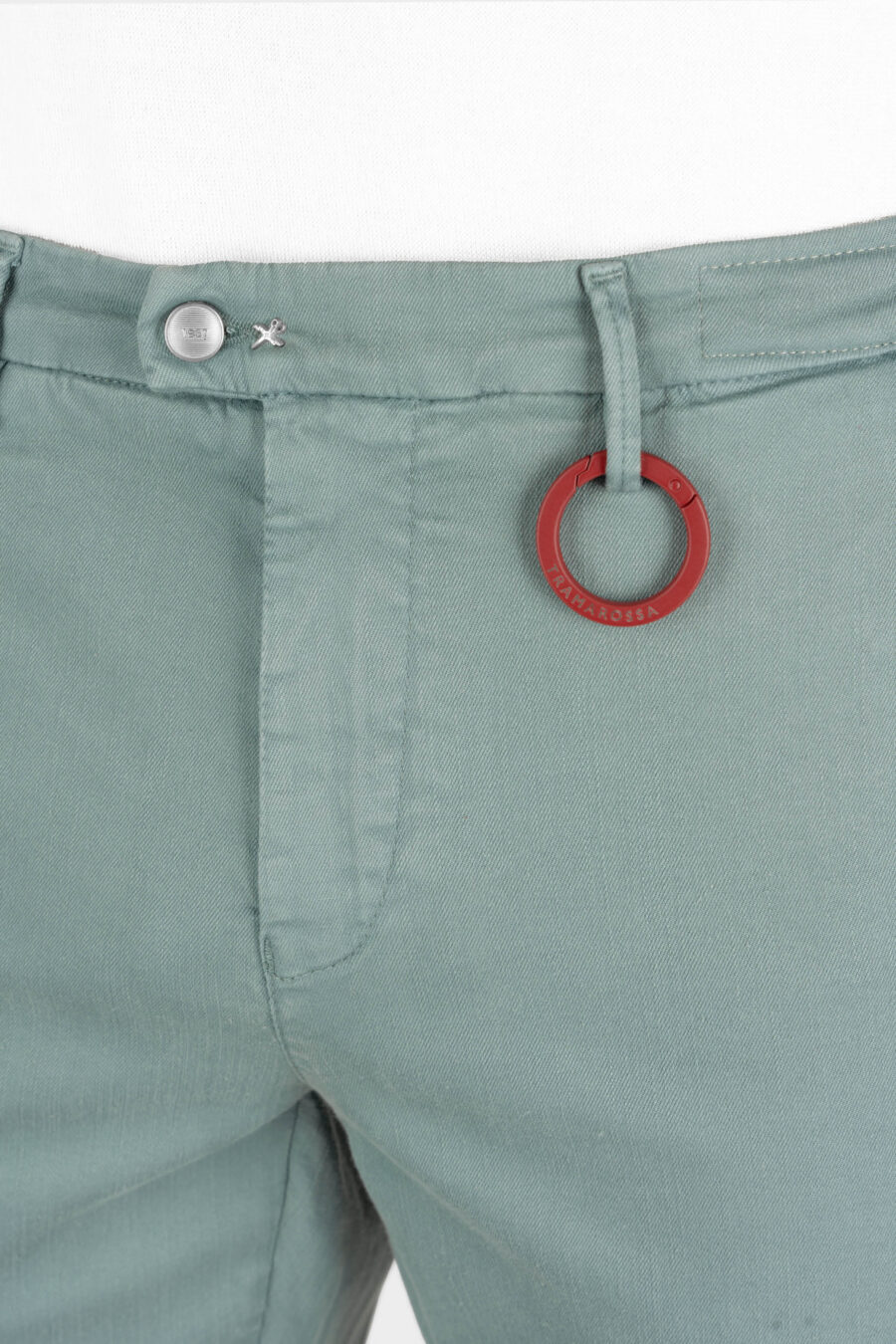 PANTALONE LUIS SLIM IN GABARDINA DI COTONE STRETCH BLU MEDIO VERDE - immagine 6