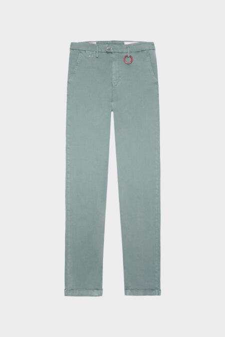 PANTALONE LUIS SLIM IN GABARDINA DI COTONE STRETCH BLU MEDIO VERDE