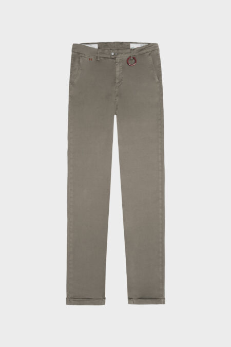 PANTALONE LUIS SLIM IN GABARDINA DI COTONE STRETCH VERDE
