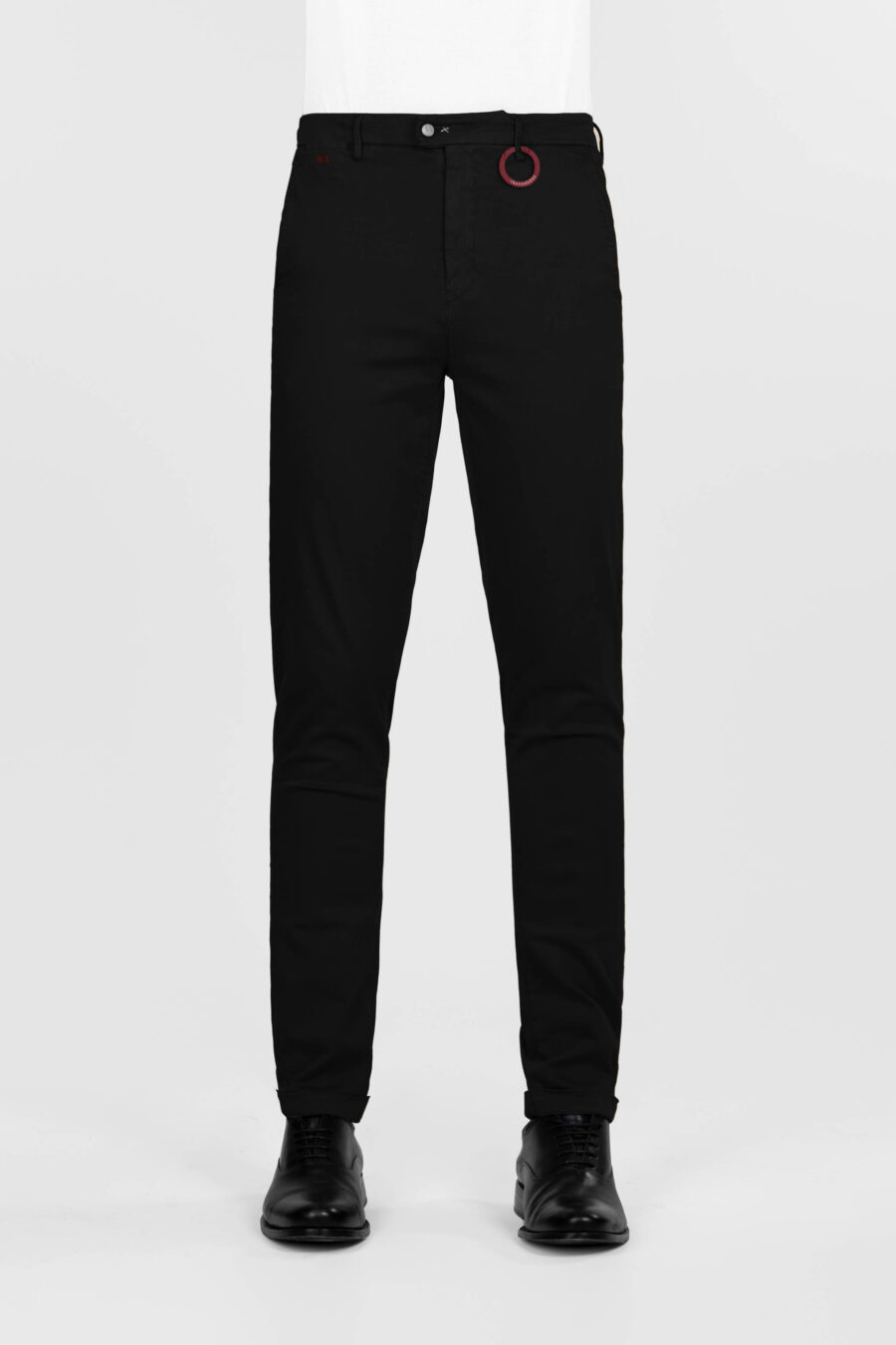 PANTALONE LUIS SLIM IN GABARDINA DI COTONE STRETCH NERO - immagine 2