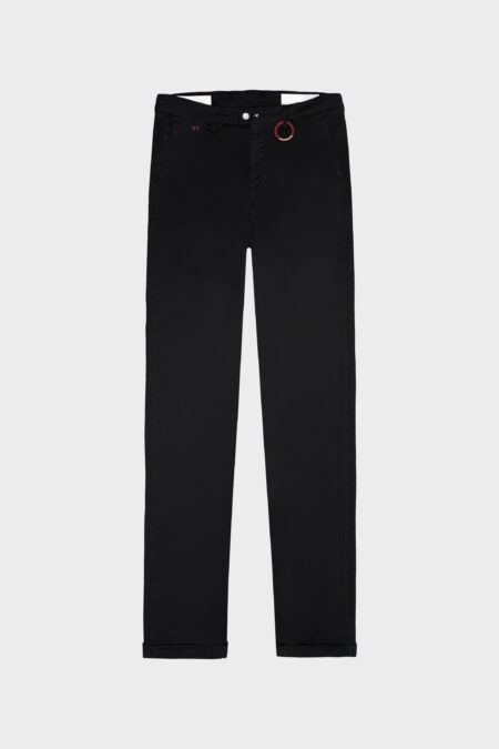 PANTALONE LUIS SLIM IN GABARDINA DI COTONE STRETCH NERO