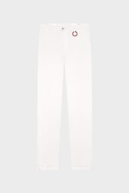 PANTALONE LUIS SLIM IN GABARDINA DI COTONE STRETCH OFF WHITE