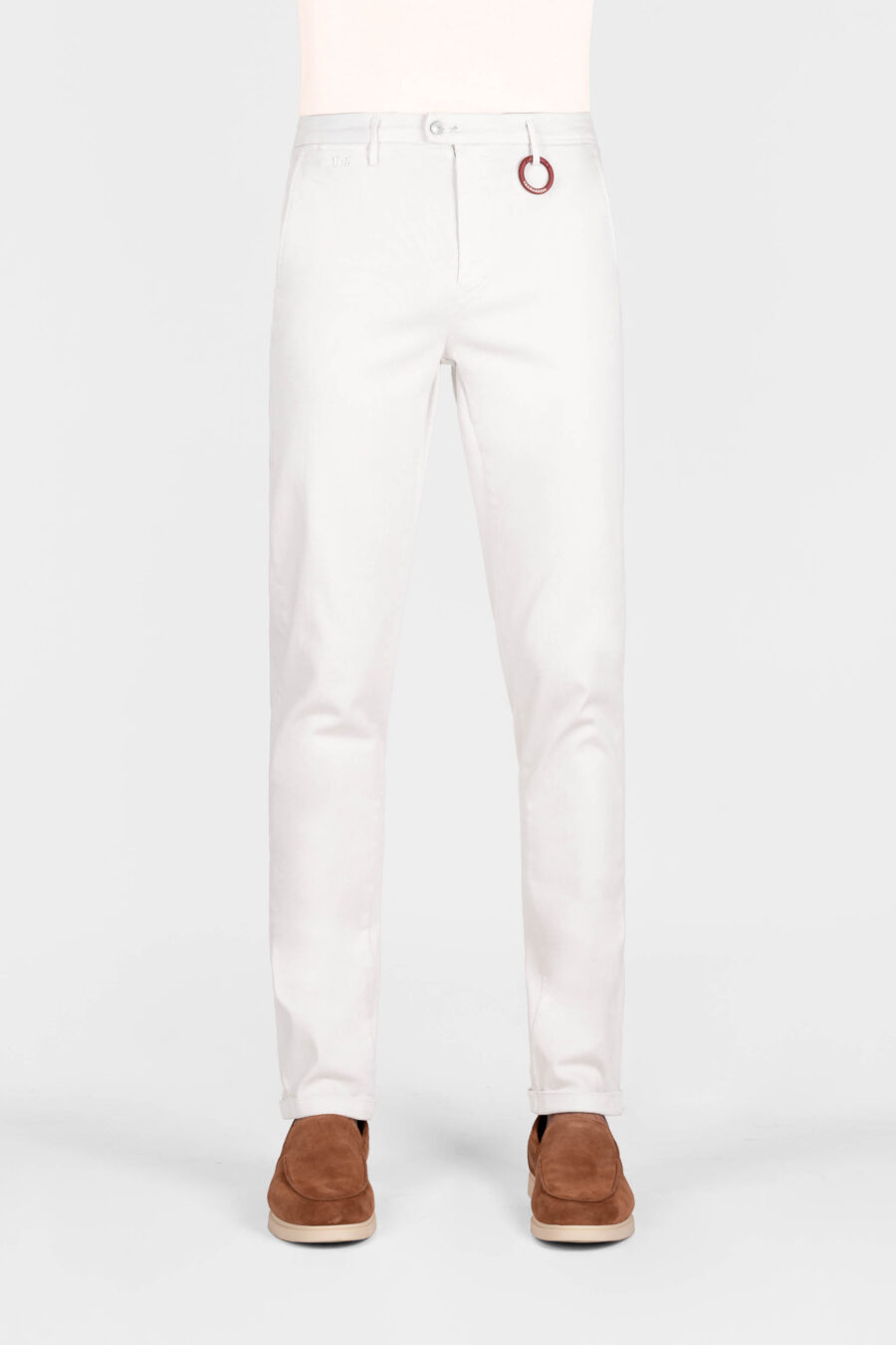 PANTALONE LUIS SLIM IN GABARDINA DI COTONE STRETCH OFF WHITE - immagine 2