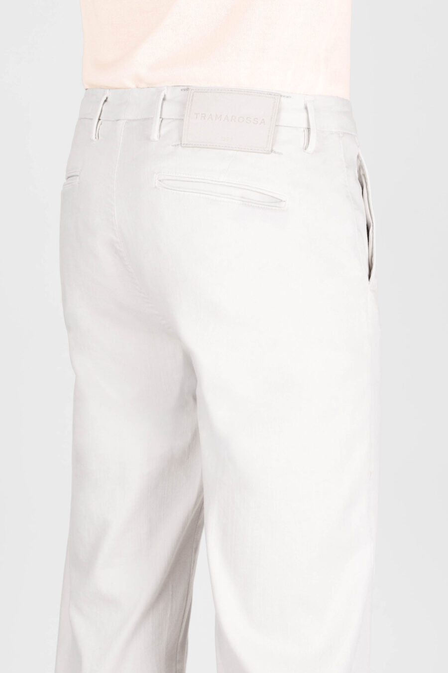 PANTALONE LUIS SLIM IN GABARDINA DI COTONE STRETCH OFF WHITE - immagine 5