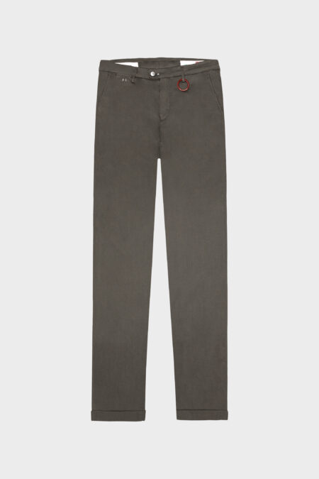 PANTALONE LUIS SLIM IN GABARDINA DI COTONE STRETCH MARRONE