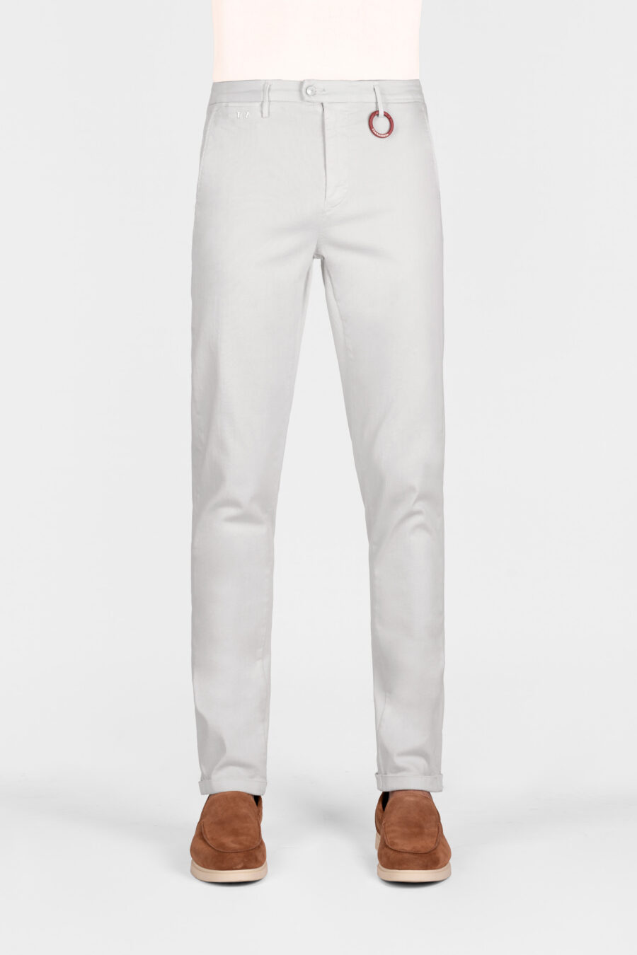 PANTALONE LUIS SLIM IN GABARDINA DI COTONE STRETCH GRIGIO - immagine 2