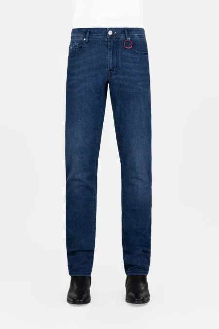 MICHELANGELO REGULAR DARK BLUE LINEN DENIM JEANS