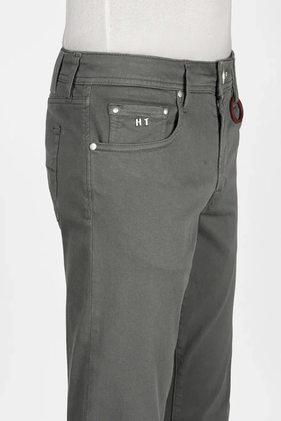 PANTALONE MICHELANGELO REGULAR IN GABARDINA DI COTONE STRETCH GRIGIO - immagine 4