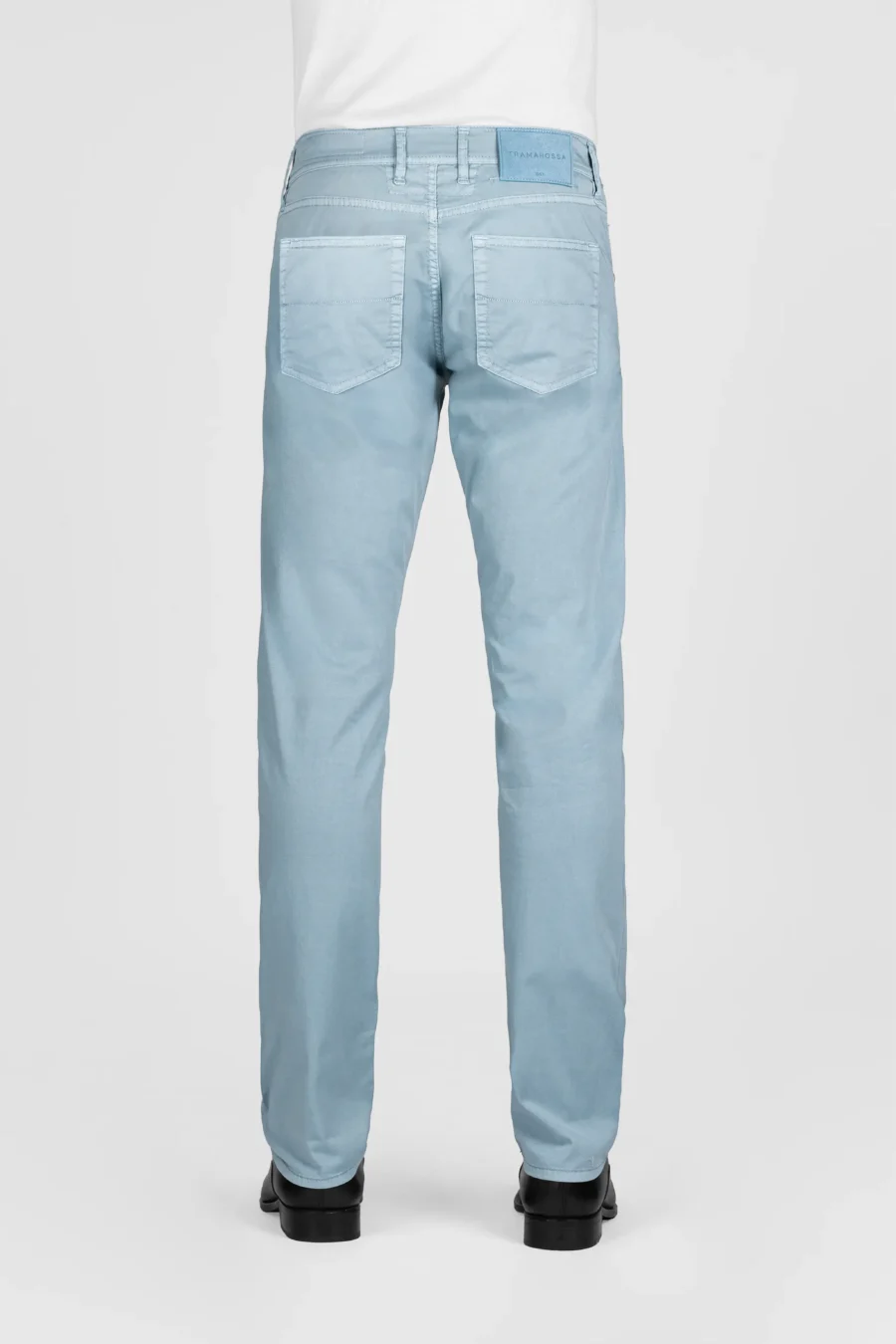 PANTALONE MICHELANGELO REGULAR IN GABARDINA DI COTONE E SETA AZZURRO - immagine 2