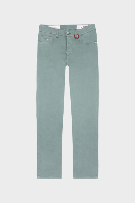 PANTALONE MICHELANGELO REGULAR IN GABARDINA DI COTONE VERDE