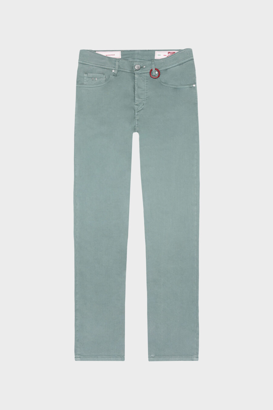 PANTALONE MICHELANGELO REGULAR IN GABARDINA DI COTONE STRETCH VERDE