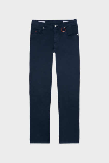 PANTALONE MICHELANGELO REGULAR IN GABARDINA DI COTONE BLU MEDIO