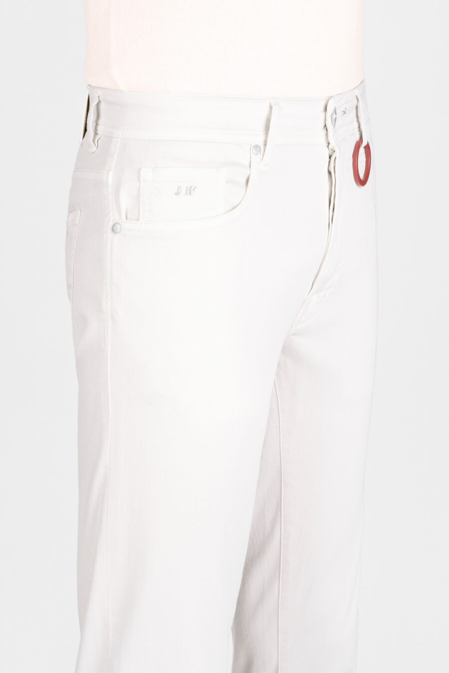 PANTALONE MICHELANGELO REGULAR IN GABARDINA DI COTONE STRETCH OFF WHITE - immagine 4