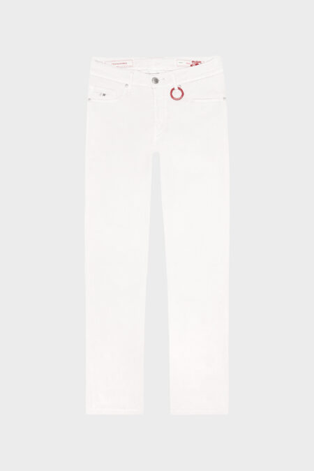 PANTALONE MICHELANGELO REGULAR IN GABARDINA DI COTONE OFF WHITE