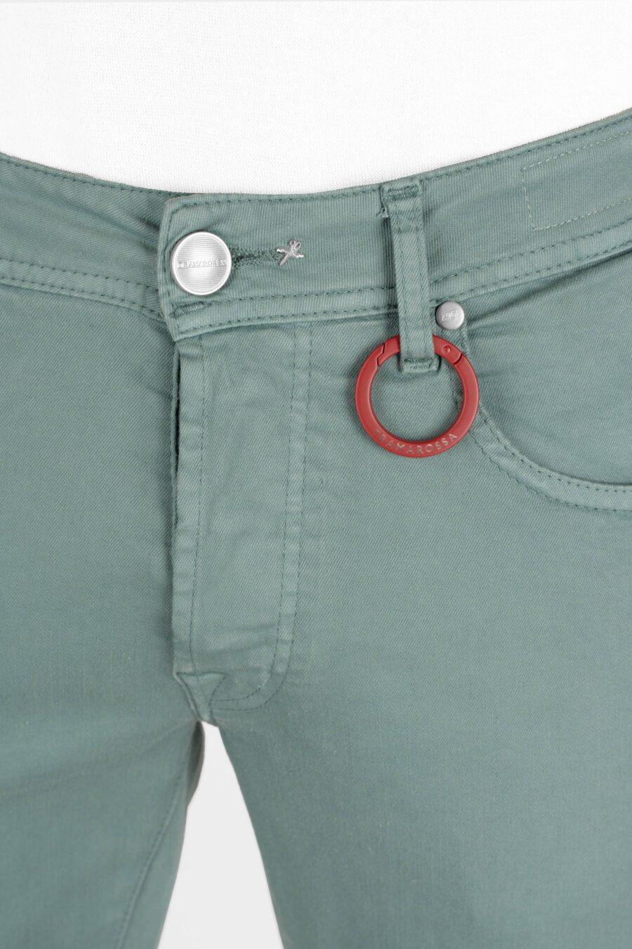 PANTALONE MICHELANGELO REGULAR IN GABARDINA DI COTONE STRETCH VERDE - immagine 6