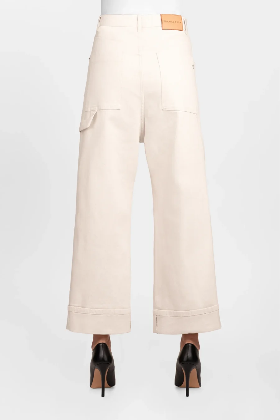 JEANS MYA WIDE IN COTONE BEIGE - immagine 2