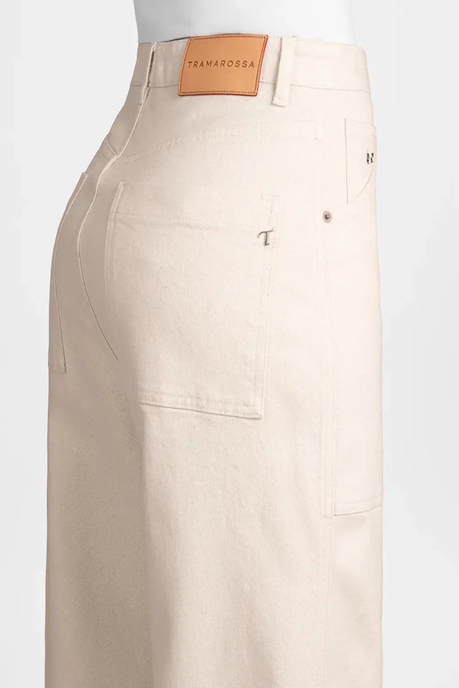 JEANS MYA WIDE IN COTONE BEIGE - immagine 3
