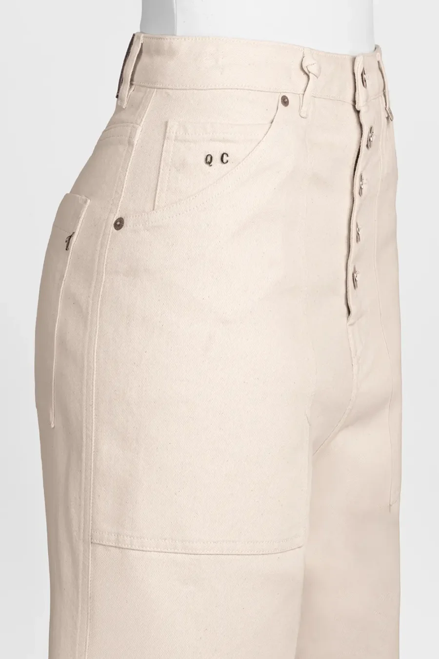 JEANS MYA WIDE IN COTONE BEIGE - immagine 4