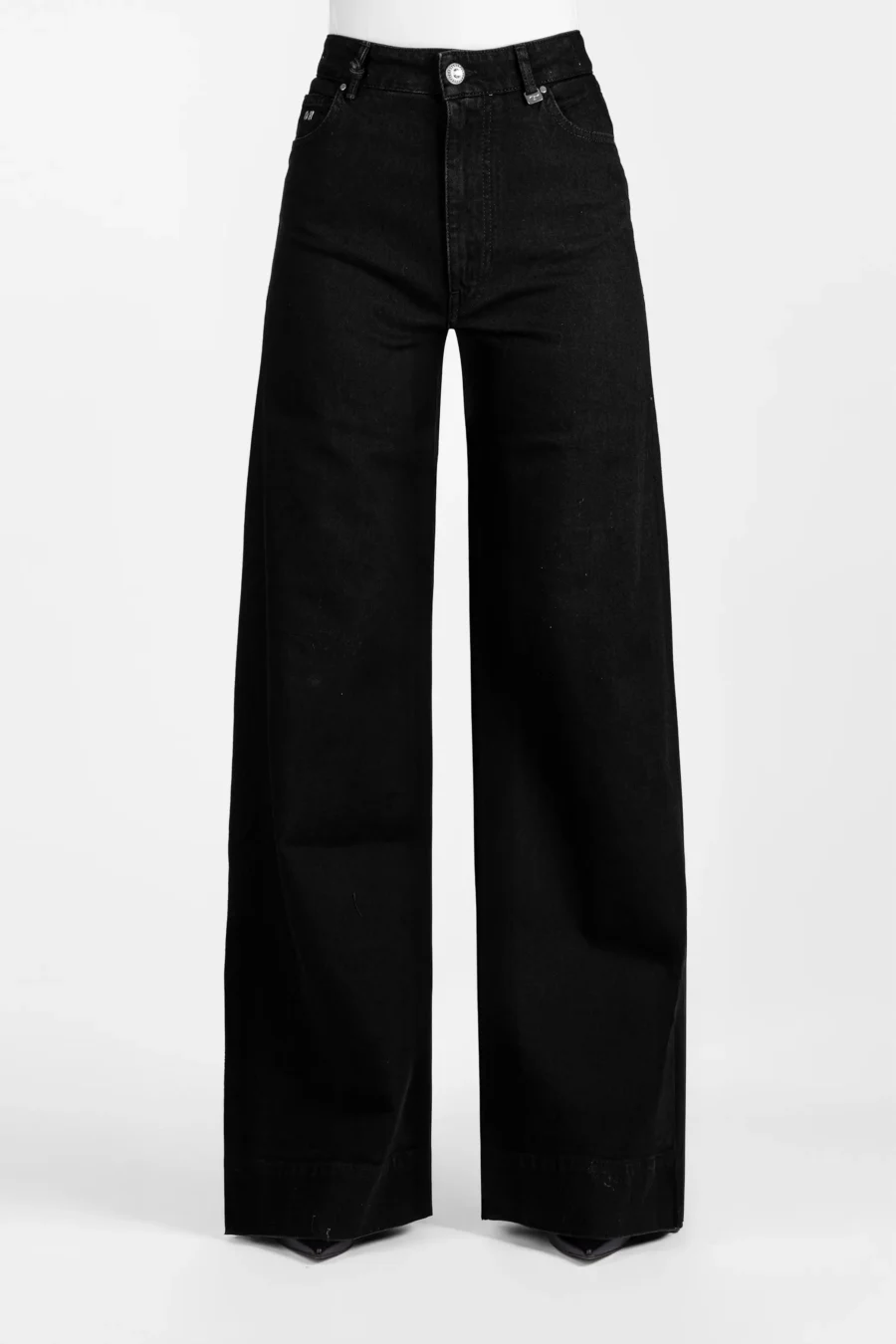 PANTALONE VIOLA WIDE LEG IN DENIM NERO