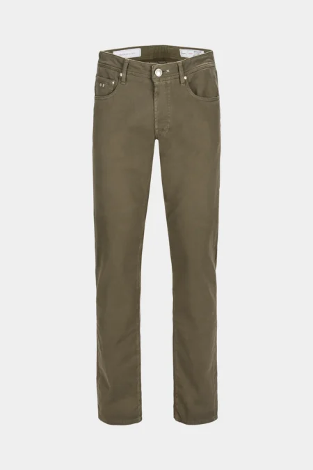 PANTALONE MICHELANGELO REGULAR IN BULL DI COTONE VERDE