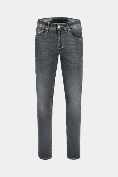 JEANS LEONARDO SLIM CON FILO COLORATO  IN DENIM STRETCH GRIGIO