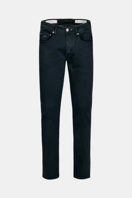 PANTALONE LEONARDO SLIM IN GABARDINA DI COTONE STRETCH BLU SCURO