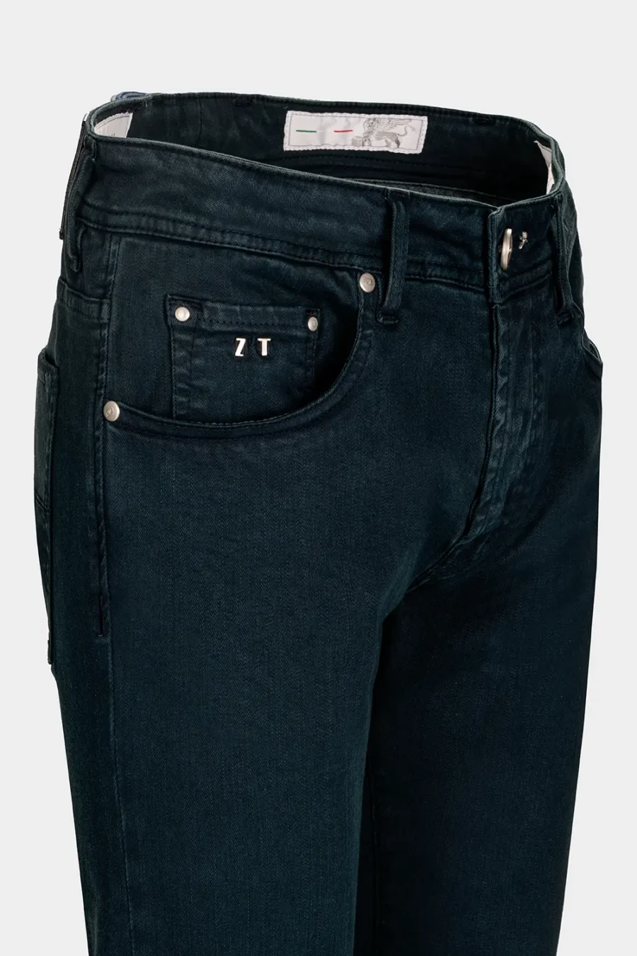 PANTALONE LEONARDO SLIM IN GABARDINA DI COTONE STRETCH BLU SCURO - immagine 3