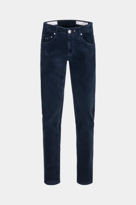 PANTALONE LEONARDO SLIM IN VELLUTO LUXURY BLU SCURO