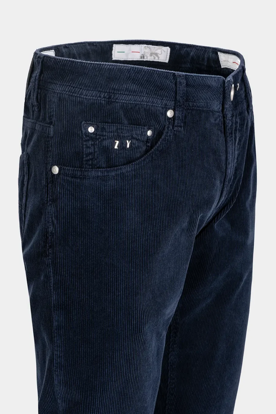 PANTALONE LEONARDO SLIM IN VELLUTO LUXURY BLU SCURO - immagine 3