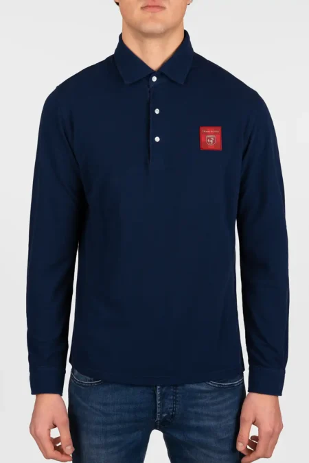 POLO MANICA LUNGA IN COTONE BLU ABARTH