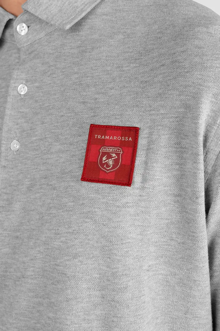 ABARTH LONG-SLEEVED COTTON POLO SHIRT IN GRAY - Image 3