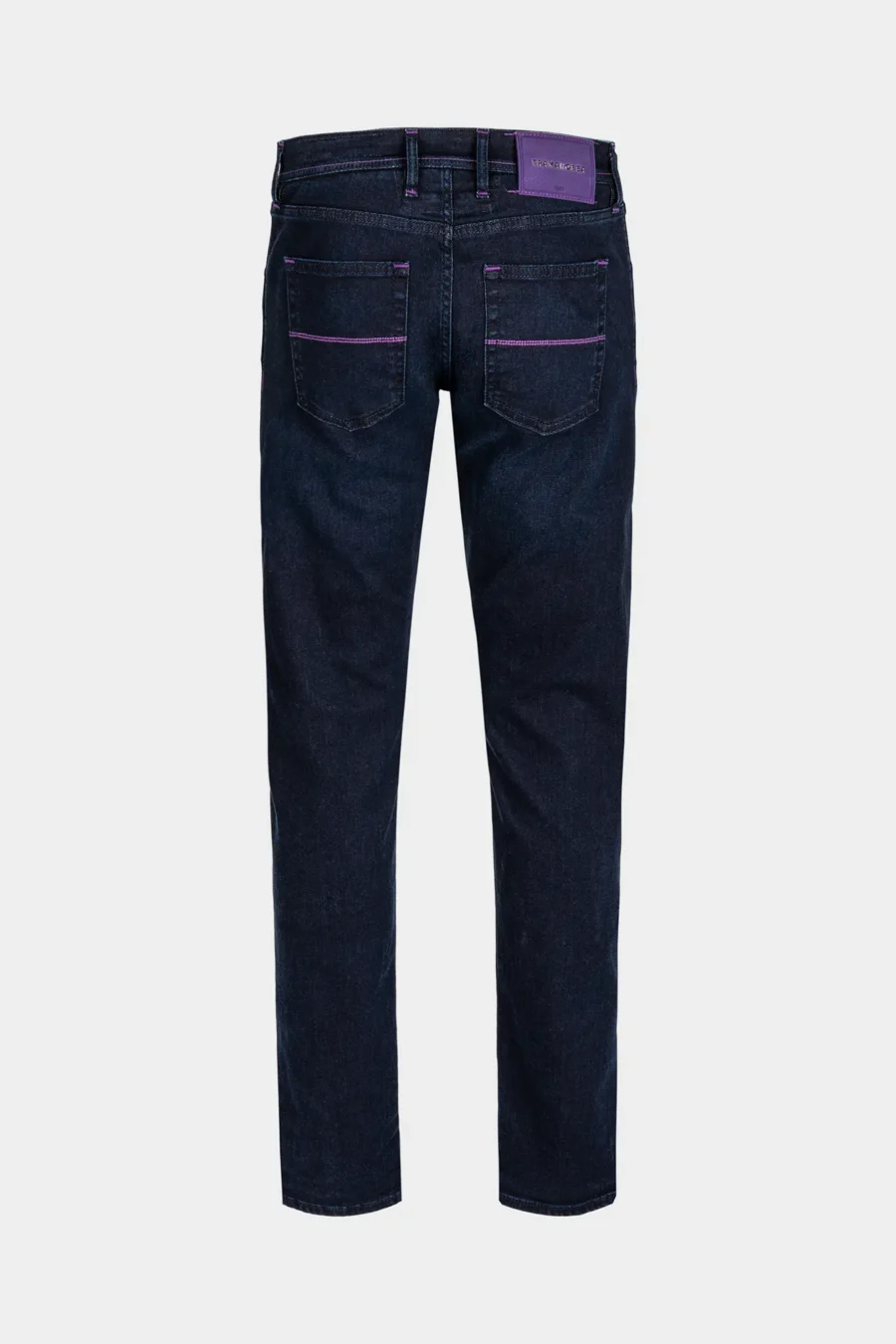 JEANS 5 TASCHE LEONARDO REGULAR IN DENIM STRETCH NERO CON FILO COLORATO - immagine 2