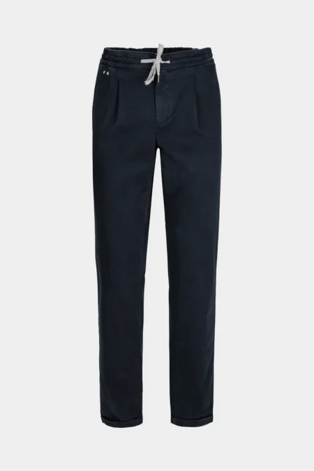 PANTALONE CHINO ALVISE REGULAR IN COTONE SUPIMA BLU SCURO