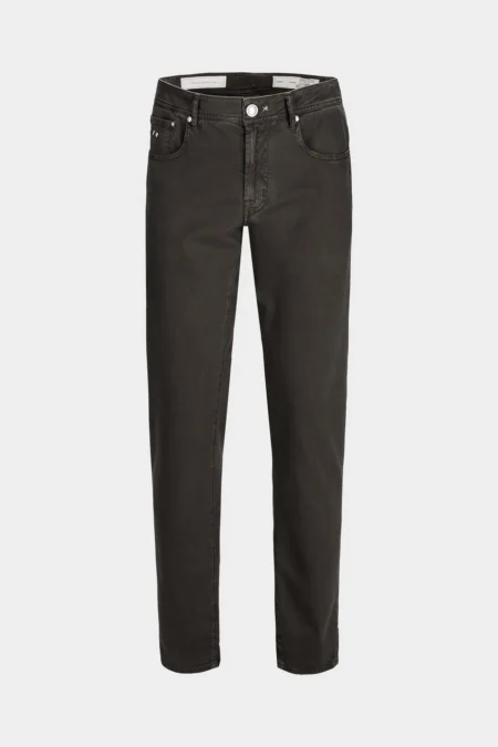 MICHELANGELO REGULAR 5-POCKET COLORED JEANS IN BROWN COTTON AND WOOL GABARDINE