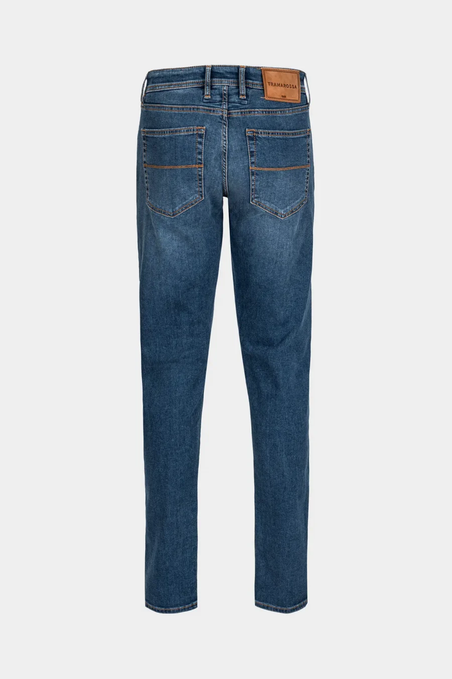 JEANS 5 POCKETS LEONARDO SLIM DENIM RELAX MEDIUM BLUE - TOBACCO THREAD - Image 2