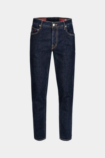 JEANS 5 TASCHE BRANDO CARROT DENIM BLU SCURO - FILO TABACCO