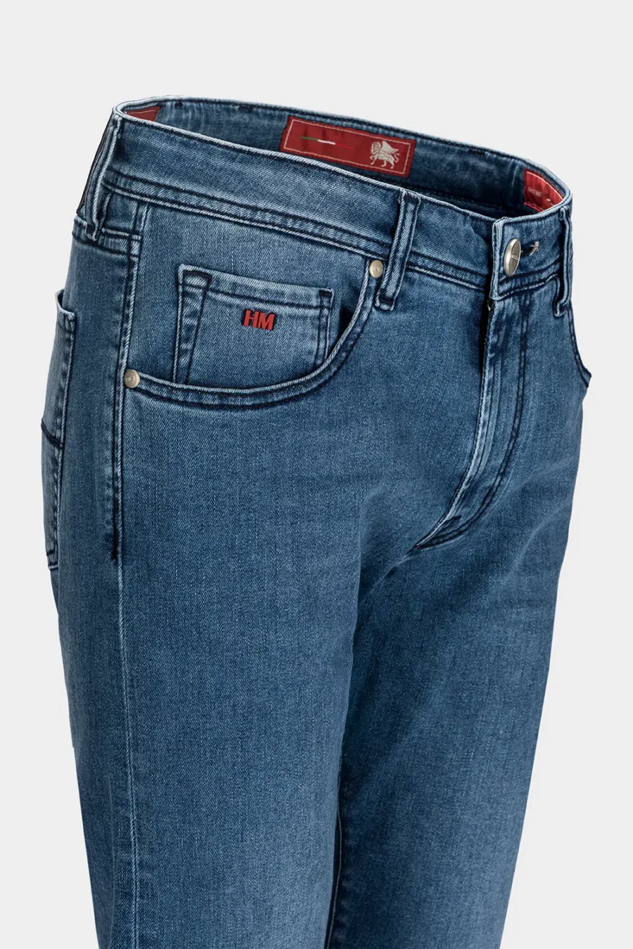 JEANS 5 POCKETS LEONARDO SLIM DENIM RELAX LIGHT BLUE - BLUE THREAD - Image 3