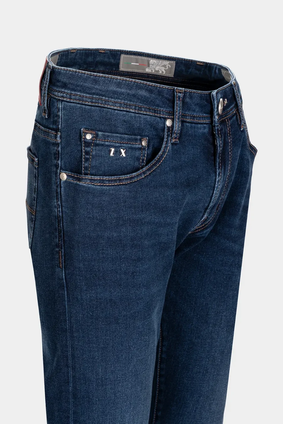 JEANS 5 TASCHE LEONARDO SLIM IN DENIM STRETCH HERITAGE RELAX BLU MEDIO - immagine 3