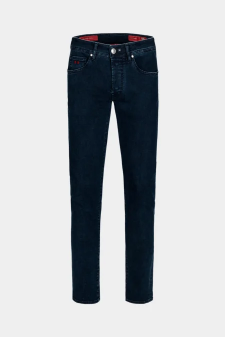 JEANS 5 TASCHE LEONARDO SLIM DENIM RELAX BLUE SCURO - FILO BLU