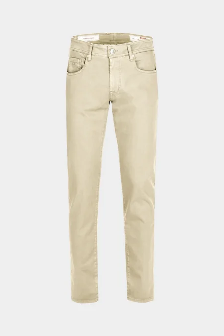 JEANS 5 TASCHE COLORATO LEONARDO SLIM GABARDINA RELAX BEIGE CHIARO