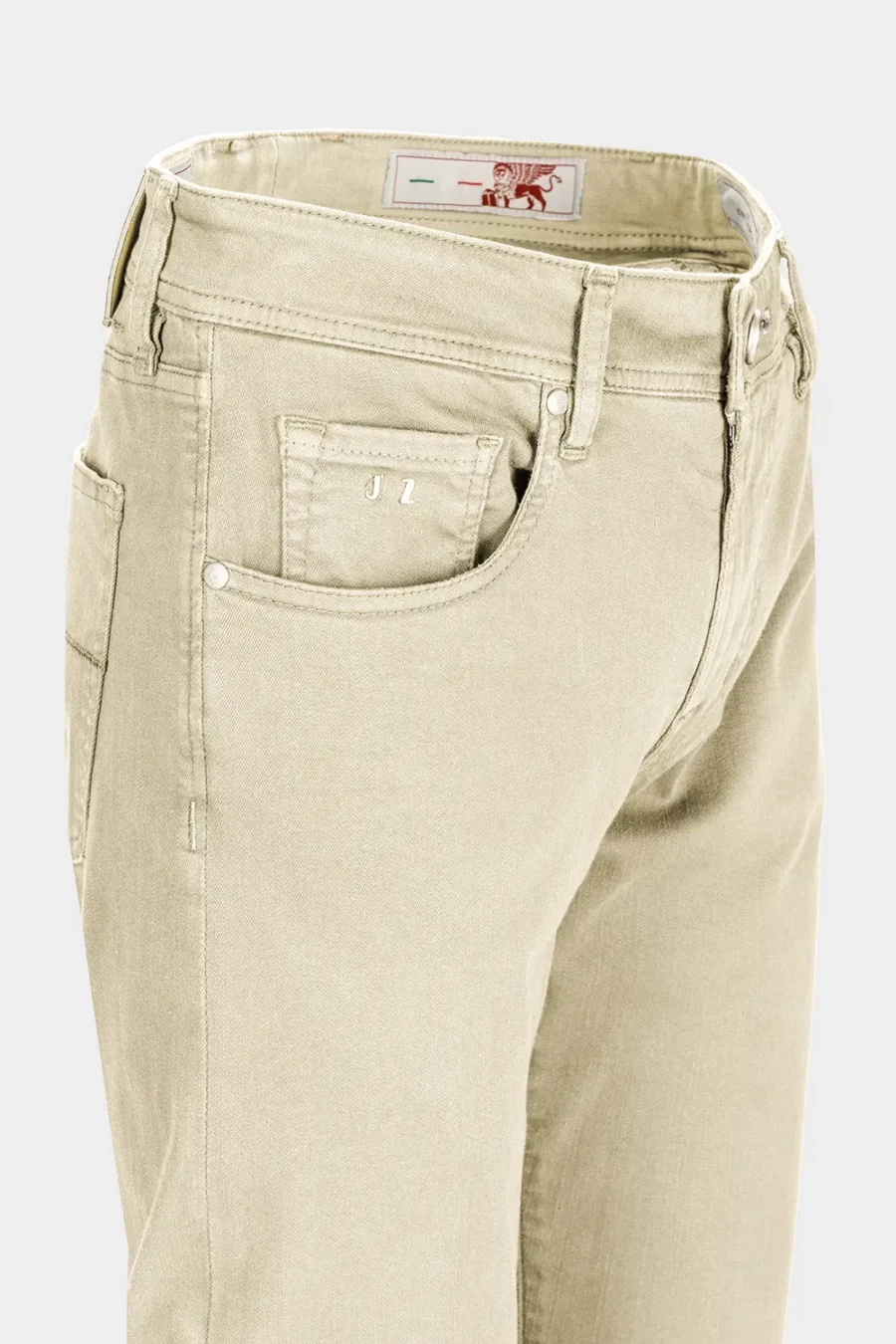 JEANS 5 POCKETS COLOURED LEONARDO SLIM GABARDINE RELAX LIGHT BEIGE - Image 3