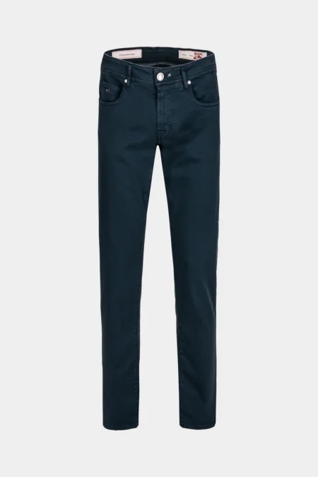 JEANS 5 TASCHE COLORATO LEONARDO SLIM GABARDINA RELAX BLU