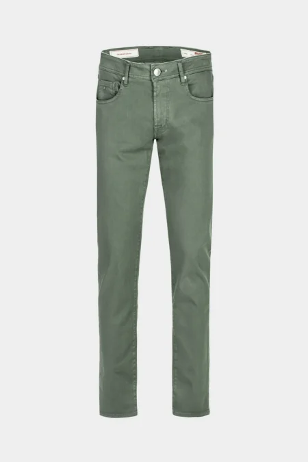 JEANS 5 TASCHE COLORATO LEONARDO SLIM GABARDINA RELAX VERDE