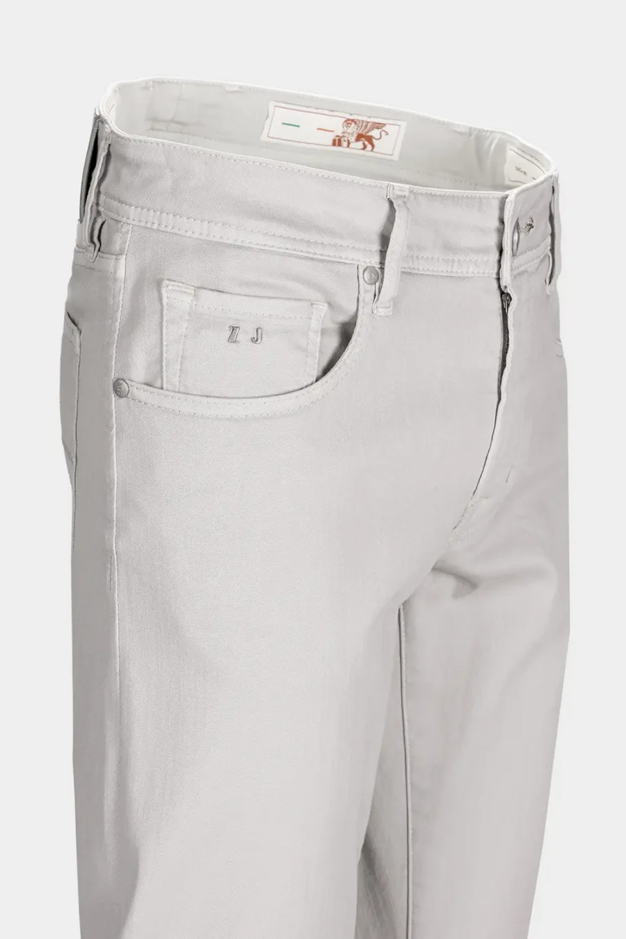 JEANS 5 POCKETS COLOURED LEONARDO SLIM GABARDINE RELAX LIGHT GREY - Image 3